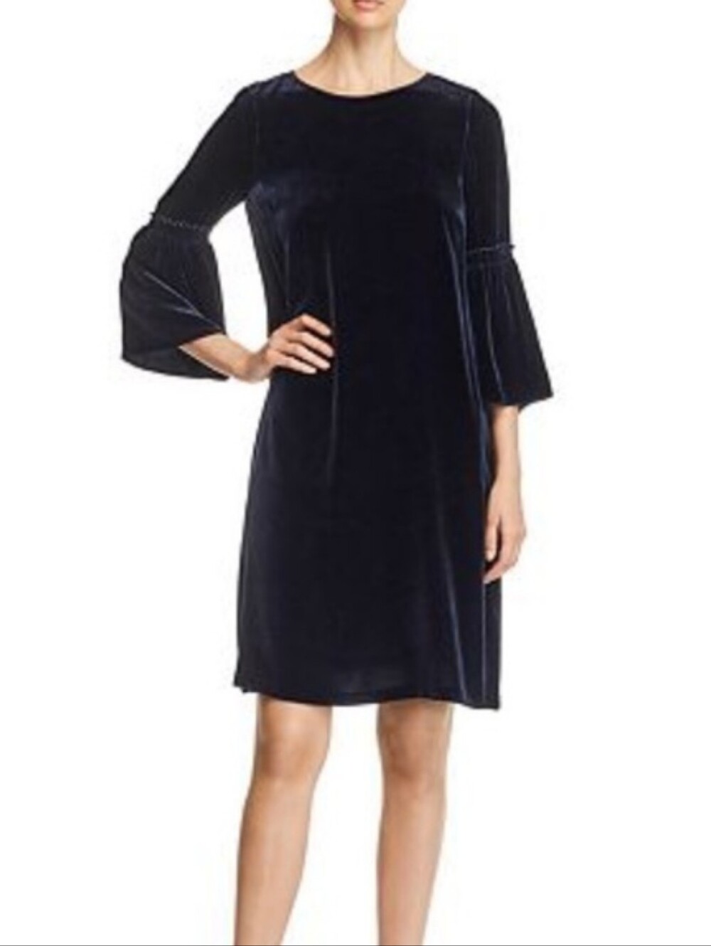 Lafayette 148 New York Black Velvet Bell-Sleeve, Roslin Mini Dress